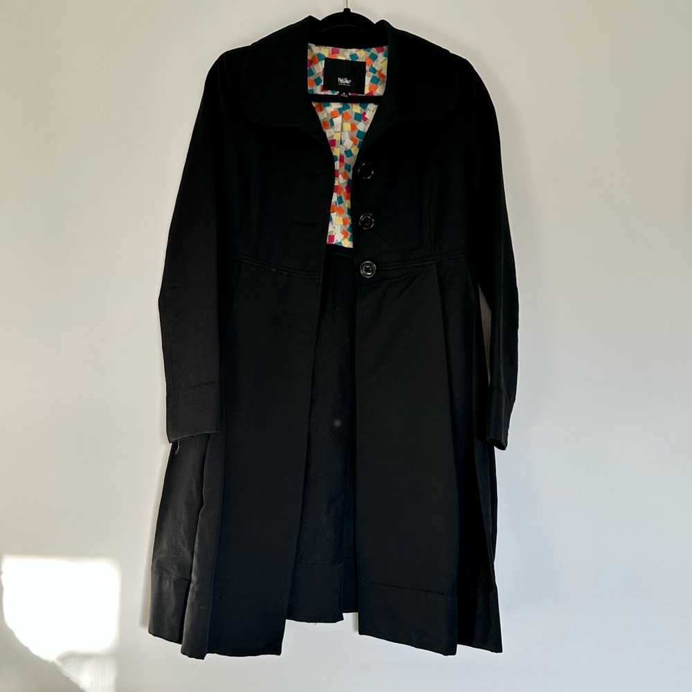 Women’s Long Black Coat with outside pockets